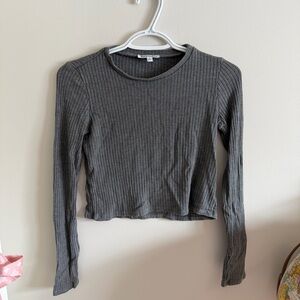 Reformation Gray Ribbed Long Sleeve crop  Top